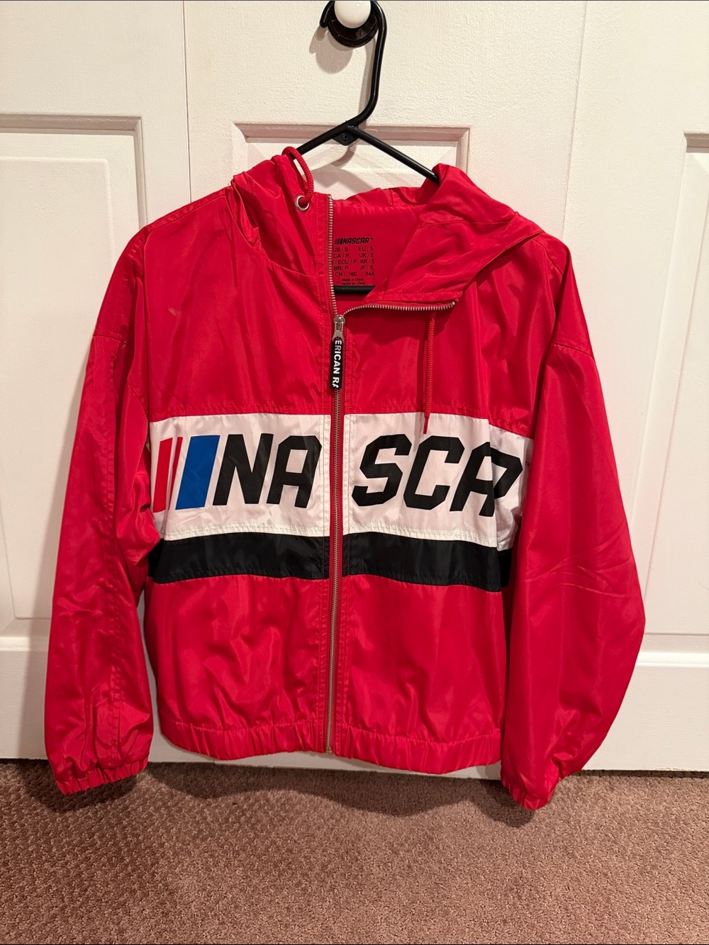 Forever 21 Red NASCAR Hooded Windbreaker Jacket